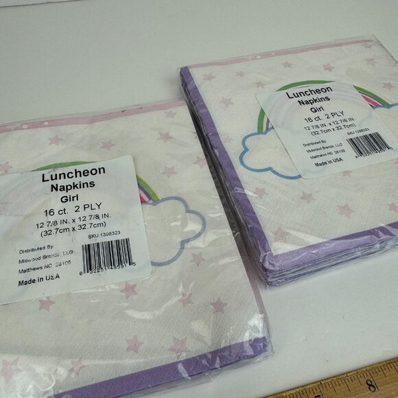 2 pack 16 ct Pink Rainbow Stars Girl Party Paper Napkins‎ Decorative Theme Girly - Picture 6 of 10